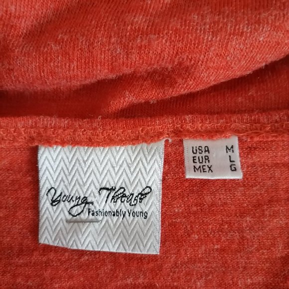 Young Threads Womens Orange Long Sleeve Embroidered Open Front Sweater Size M - Picture 5 of 8